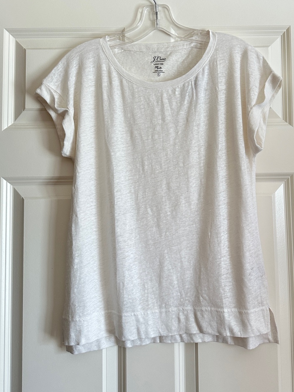 Linen rolled-cuff T-shirt